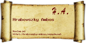 Hrabovszky Ambos névjegykártya